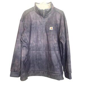 Carhartt Gray Purple Fleece Jacket 1XL Zip Pullover Kangaroo Pocket Outerwear